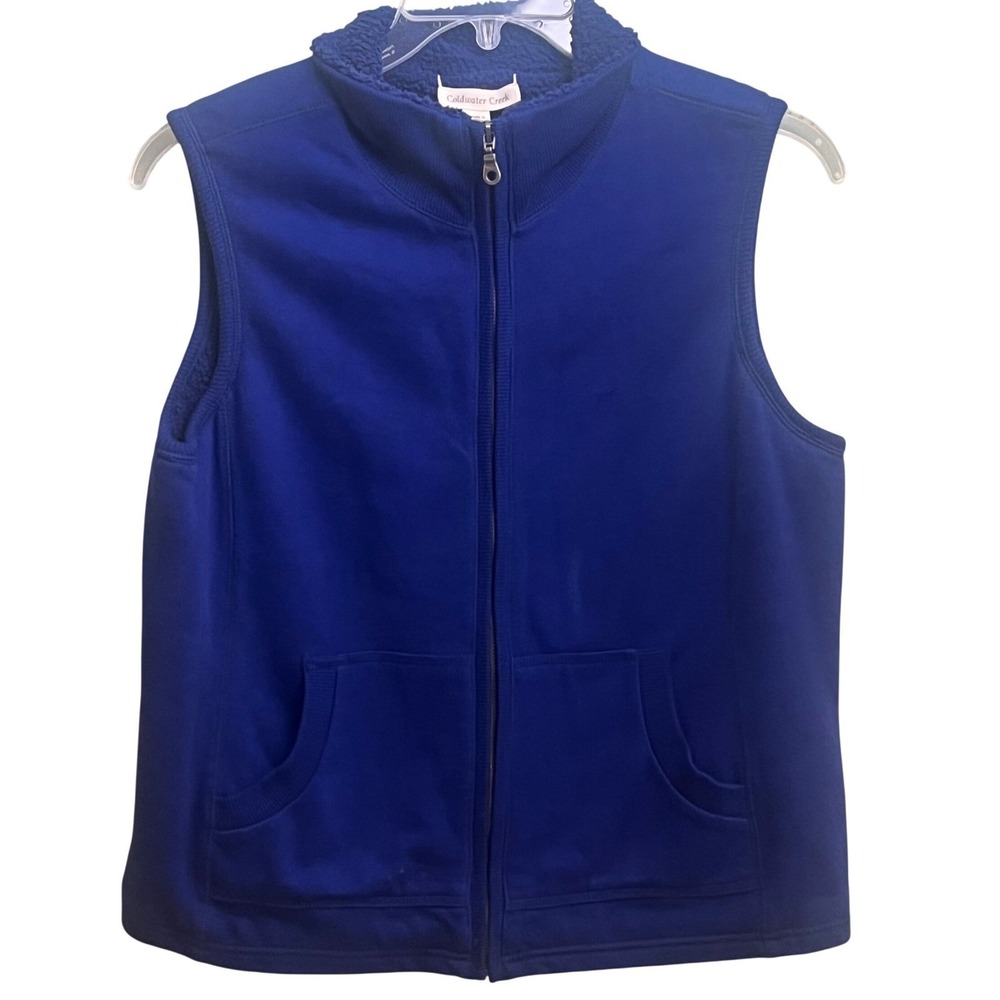Coldwater Creek Blue Sherpa Full Zip Vest Gorpcore Hiking Large Woman's‎